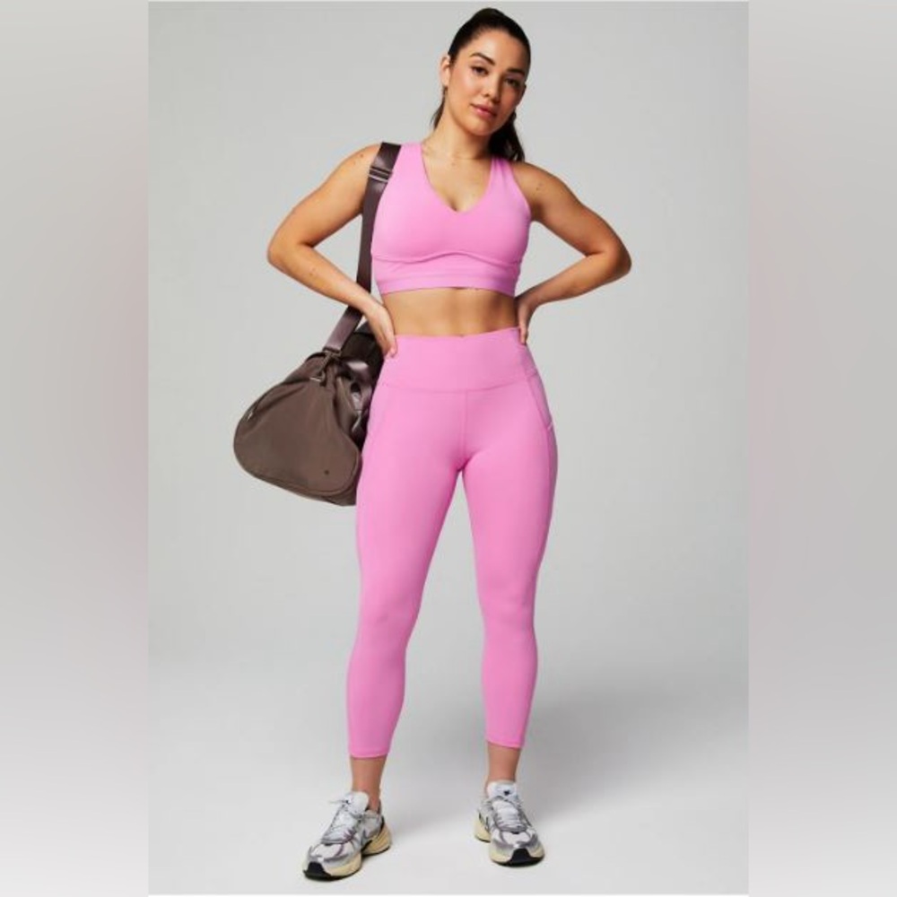 NWT- Fabletics PureLuxe High-Waisted Pocket 7/8 Legging -SUNSET PINK (24”) New !